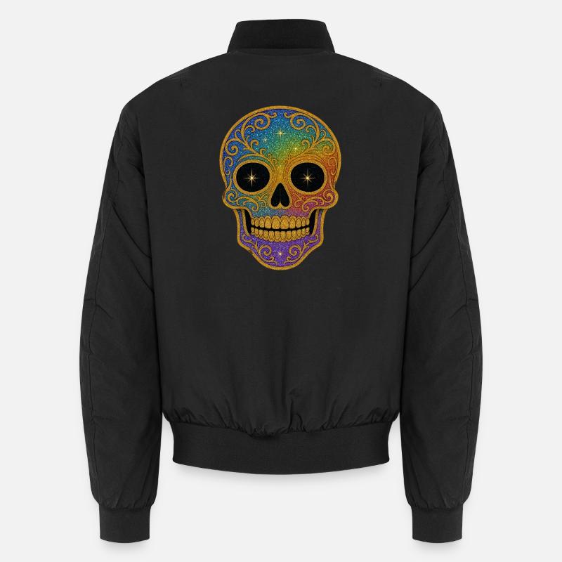 Regenbogen Totenkopf Design Unisex Bomberjacke