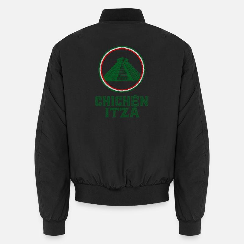 Chichén Itzá Tempel Flagge Mexiko Unisex Bomberjacke