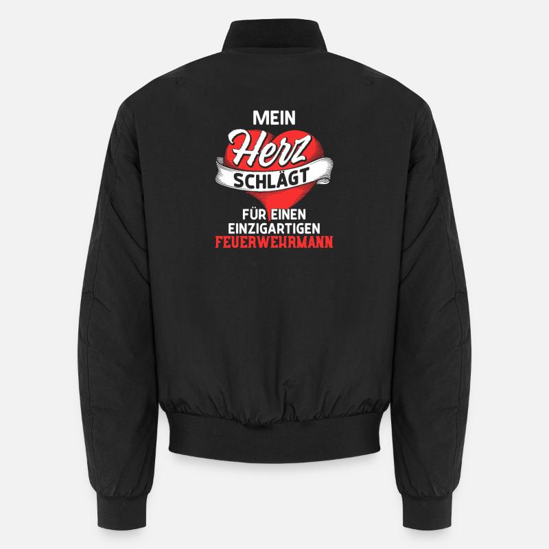 Herz schlägt für einen Feuerwehrmann Unisex Bomberjacke