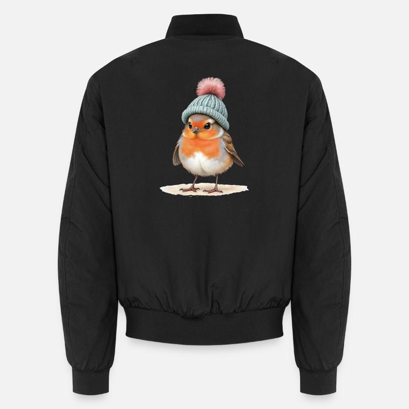 Robin in Strick-Wintermütze Unisex Bomberjacke