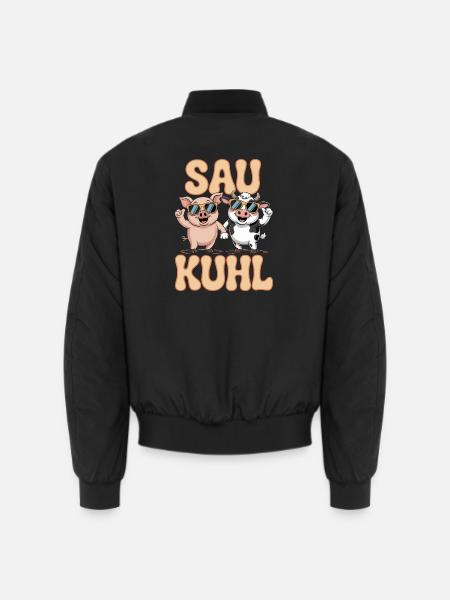 Sau Kuhl Lustige Tierfreunde mit Sonnenbrillen - Unisex Bomberjacke - Schwarz