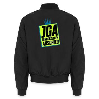 Junggesellenabschied JGA Neon Design - Unisex Bomberjacke - Schwarz - Hinten - AI Model Male 185 light (185cm)