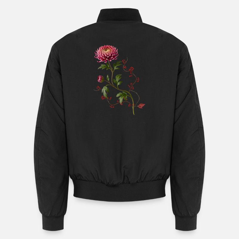 Chrysanthème avec baies dans le style zen Bomber unisexe