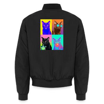 Cats Bombay Cat - Unisex Bomber Jacket - black - Back - AI Model Male 185 light (185cm)