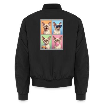Katzen Devon Rex Katze - Unisex Bomberjacke - Schwarz - Hinten - AI Model Male 185 light (185cm)