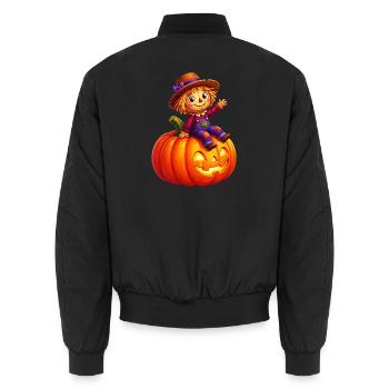 Pumpkin Field Scarecrow Glow - Unisex Bomberjacke - Schwarz - Hinten - AI Model Male 185 light (185cm)