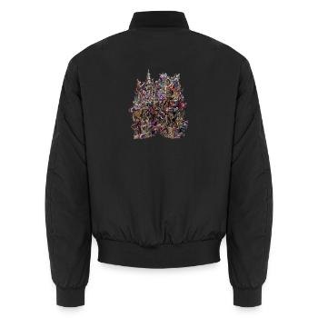 Psychedelisches Fantasy Schloss Zauberwelt Kunst - Unisex Bomberjacke - Schwarz - Hinten - AI Model Male 185 light (185cm)
