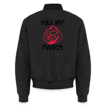 Pull my Finger - Unisex Bomberjacke - Schwarz - Hinten - AI Model Male 185 light (185cm)