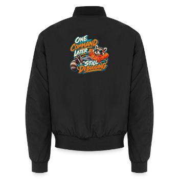 Lustiger Programmierer Waschbär – Noch ein Befehl später - Unisex Bomberjacke - Schwarz - Hinten - AI Model Male 185 light (185cm)