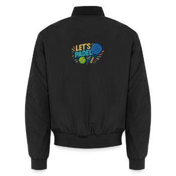 Padel Motif Lets Padel - Unisex Bomber Jacket - black - Back - AI Model Male 185 light (185cm)
