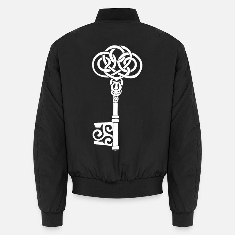 White Celtic Key Unisex Bomber Jacket