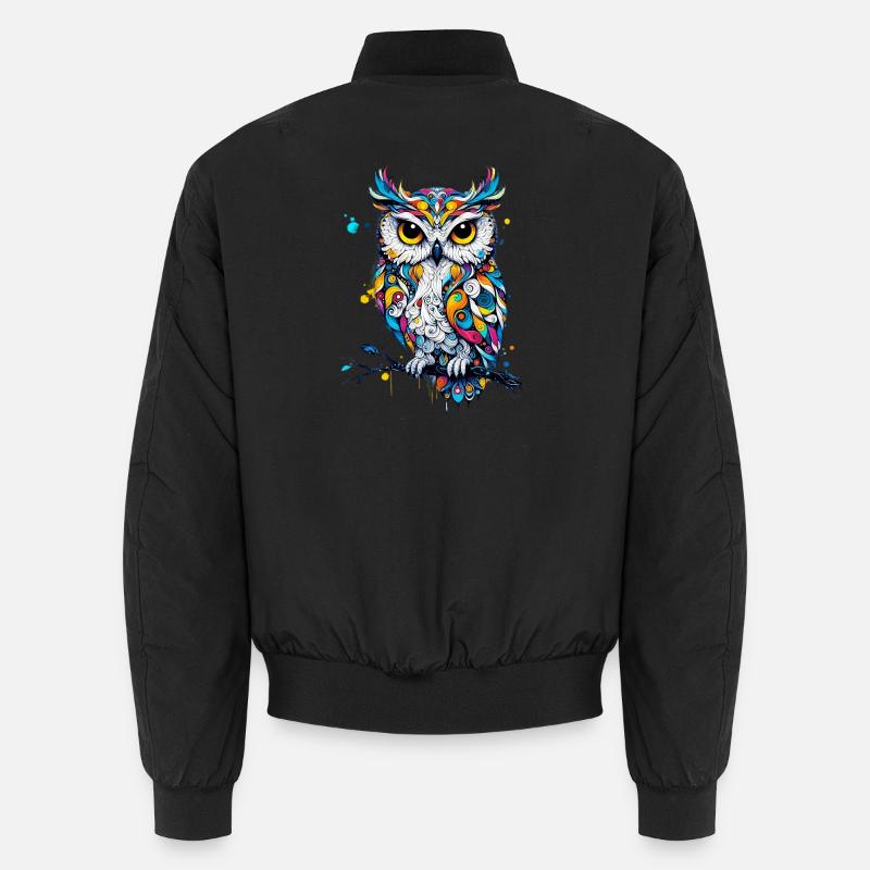 Owl - Unisex Bomber Jacket - black