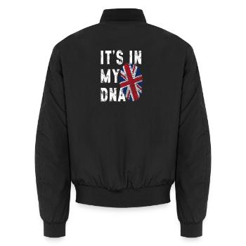C’EST DANS MON ADN Drapeau britannique Angleterre Royaume-Uni Grande-Bretagne - Bomber unisexe - noir - Dos - AI Model Male 185 light (185cm)