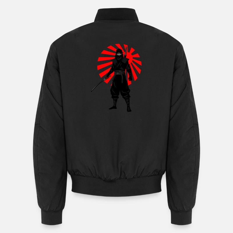 Position de combat ninja avec drapeau de bataille rouge Bomber unisexe