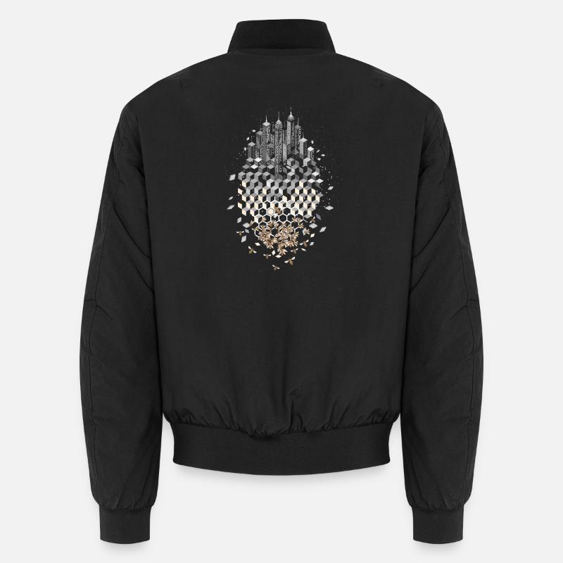 Skyline with bees and honeycombs Unisex Bomber Jacket