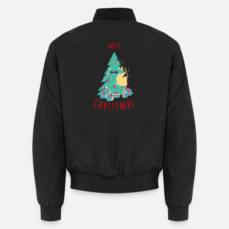 Funny Christmas Tree Illustration Unisex Bomber Jacket