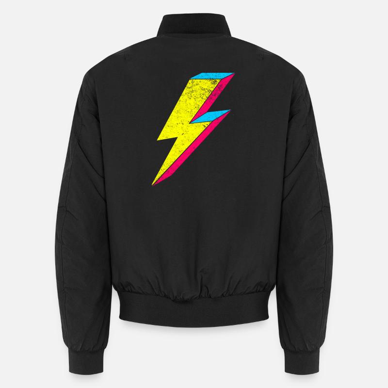 Neon Flash Lightning Design 70s 80s - Unisex Bomber Jacket - black