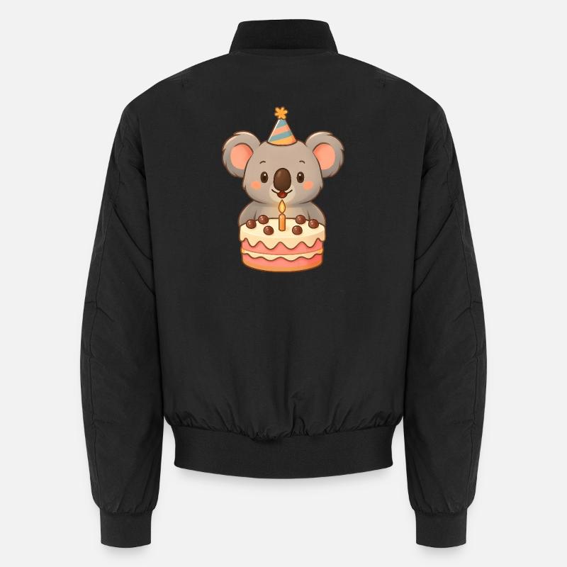 Kleiner Koala mit Geburtstagstorte Unisex Bomberjacke