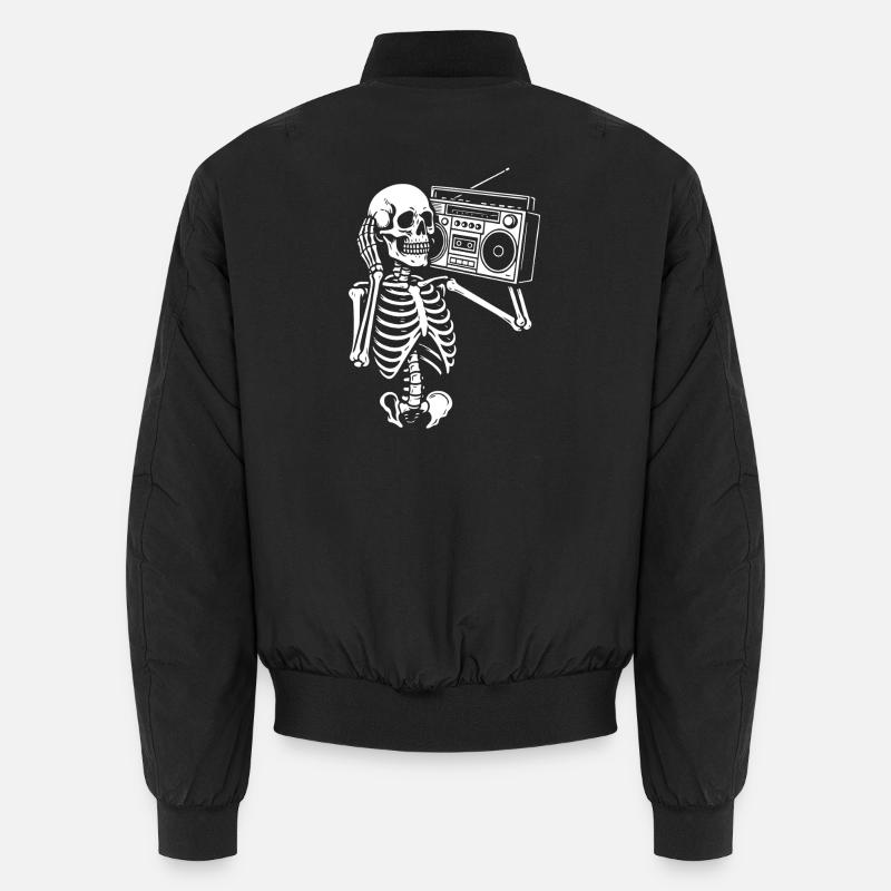 Skelett Ghettoblaster Retro Groove Unisex Bomberjacke