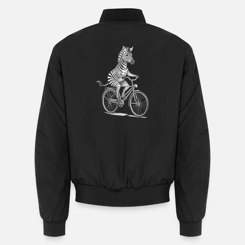 Zebra Cyclist on Bike Unisex Bomber Jacket