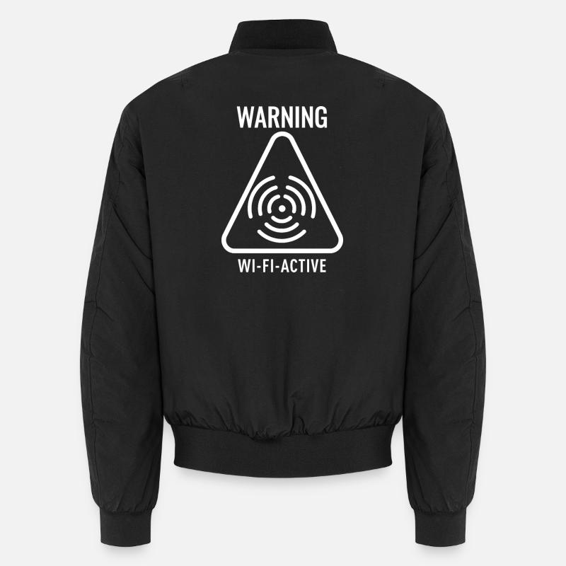 WiFi Active Warning Triangle - Unisex Bomber Jacket - black