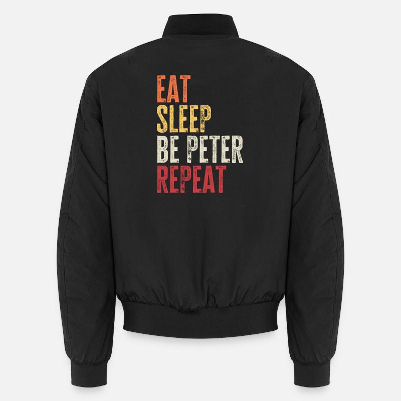 Mange, dors Be Peter Répète le nom rétro Bomber unisexe