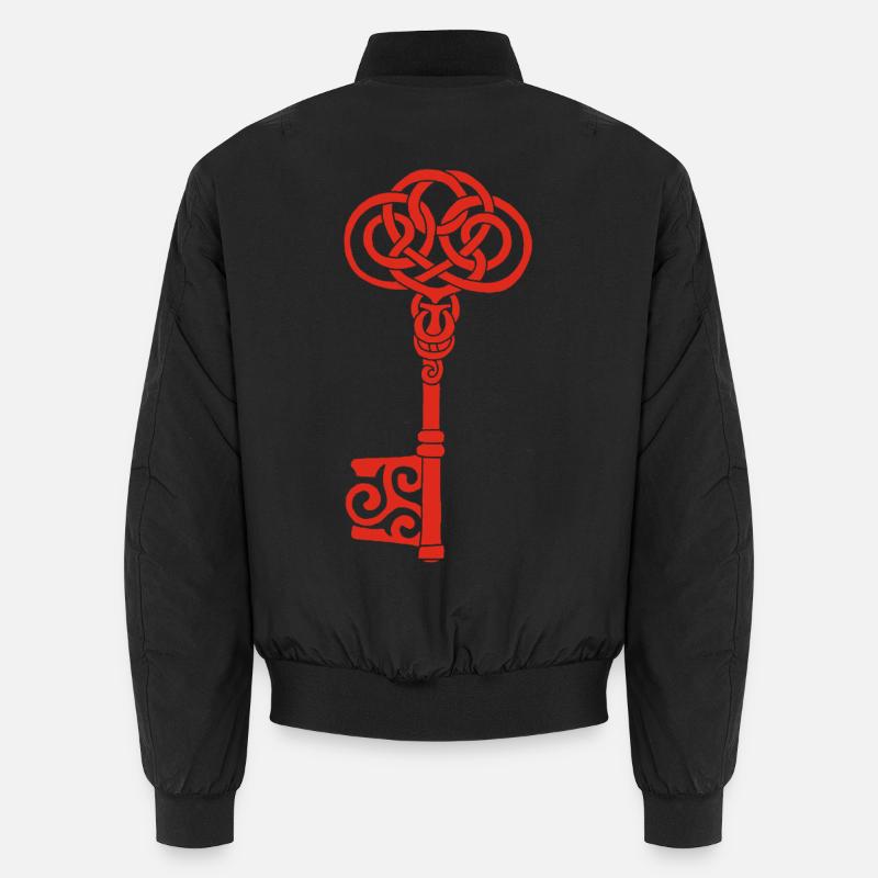 Red Celtic Key - Unisex Bomber Jacket - black
