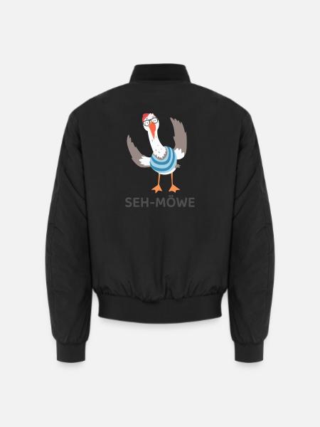 SEH-MÖWE – Lustige Möwe mit Brille Cartoon - Unisex Bomberjacke - Schwarz