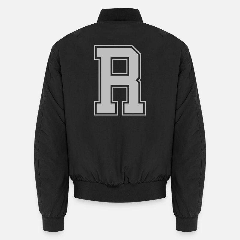 Monogram Blue Grey College House Initial R Unisex Bomber Jacket