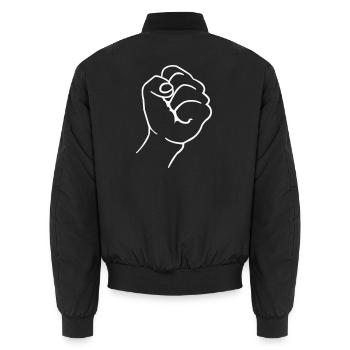 Stilisierte Faust Linienkunst - Unisex Bomberjacke - Schwarz - Hinten - AI Model Male 185 light (185cm)