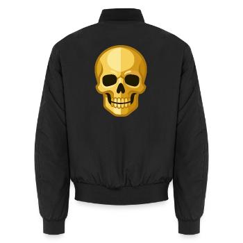 Stilisierte goldene Totenschädelillustration - Unisex Bomberjacke - Schwarz - Hinten - AI Model Male 185 light (185cm)