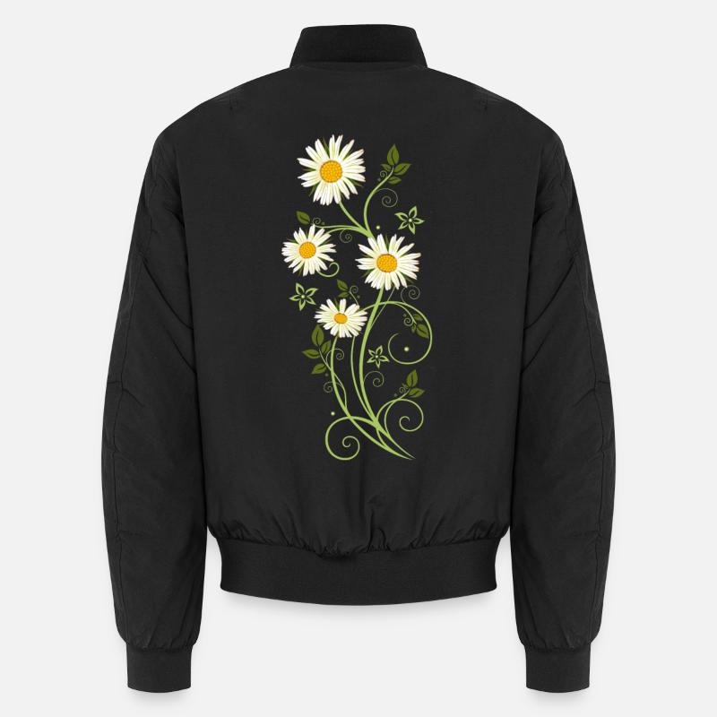 Filigrane Ranke mit Margeriten Unisex Bomberjacke