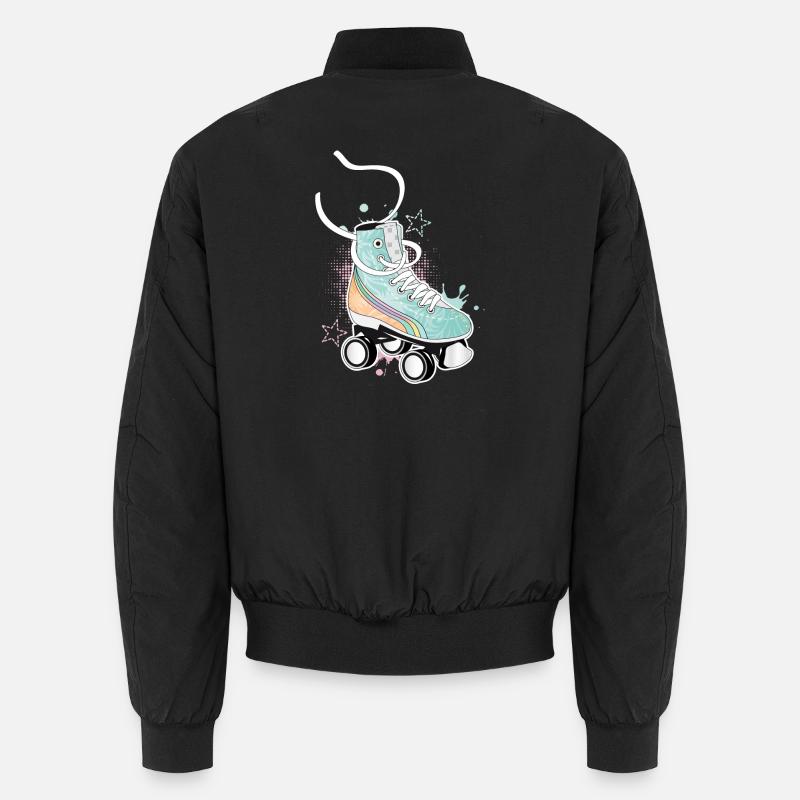 Rollschuh in Retro Farben mit Graffiti und Sterne Unisex Bomberjacke