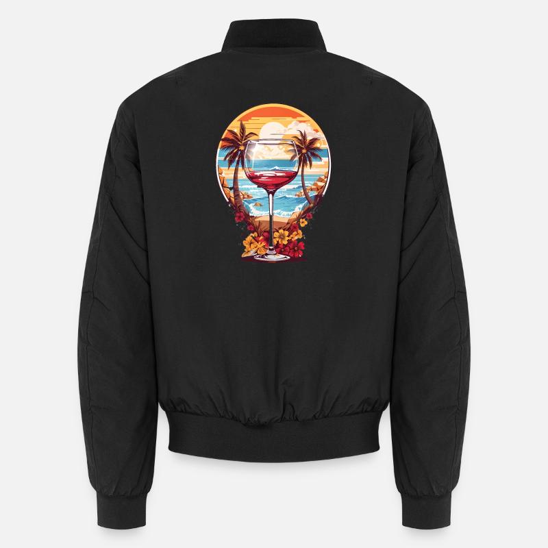 Beach wine glass - Unisex Bomber Jacket - black