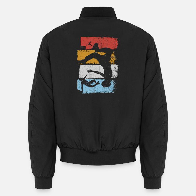 Stripes Sunset Diver Silhouette - Unisex Bomberjacke - Schwarz