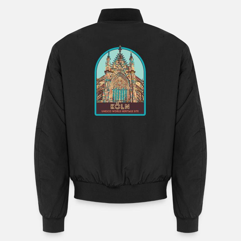 Illustration Facade Cathedral Cologne, Germany Unisex Bomber Jacket