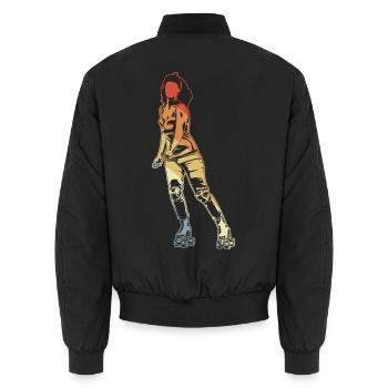 Roller skater - Unisex Bomber Jacket - black - Back - AI Model Male 185 light (185cm)
