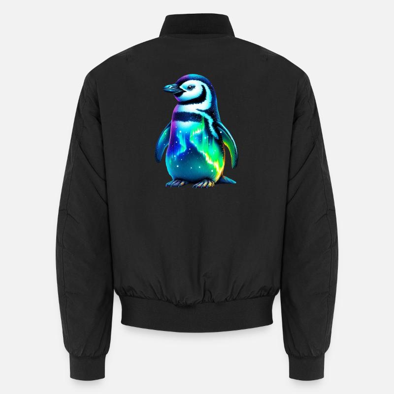 Aurora Borealis Penguin - Unisex Bomber Jacket - black