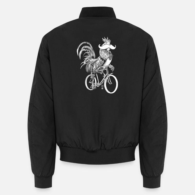 Rooster & Bicycles - weiße Version - Unisex Bomberjacke - Schwarz