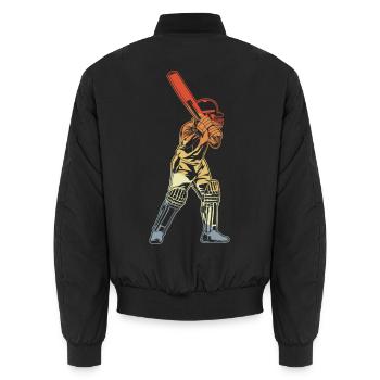 Frappeur de cricket rétro - Bomber unisexe - noir - Dos - AI Model Male 185 light (185cm)