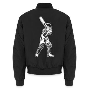 Croquis de batteur de cricket - Bomber unisexe - noir - Dos - AI Model Male 185 light (185cm)