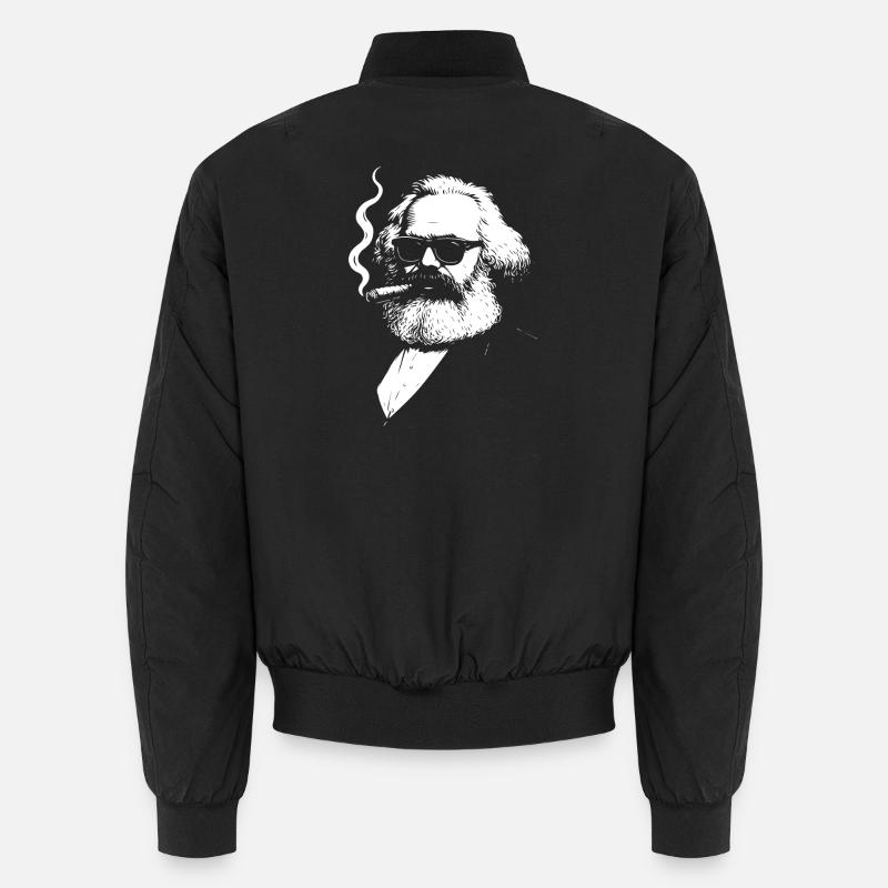 Bold  Karl Marx with Cigarette Illustration Unisex Bomber Jacket