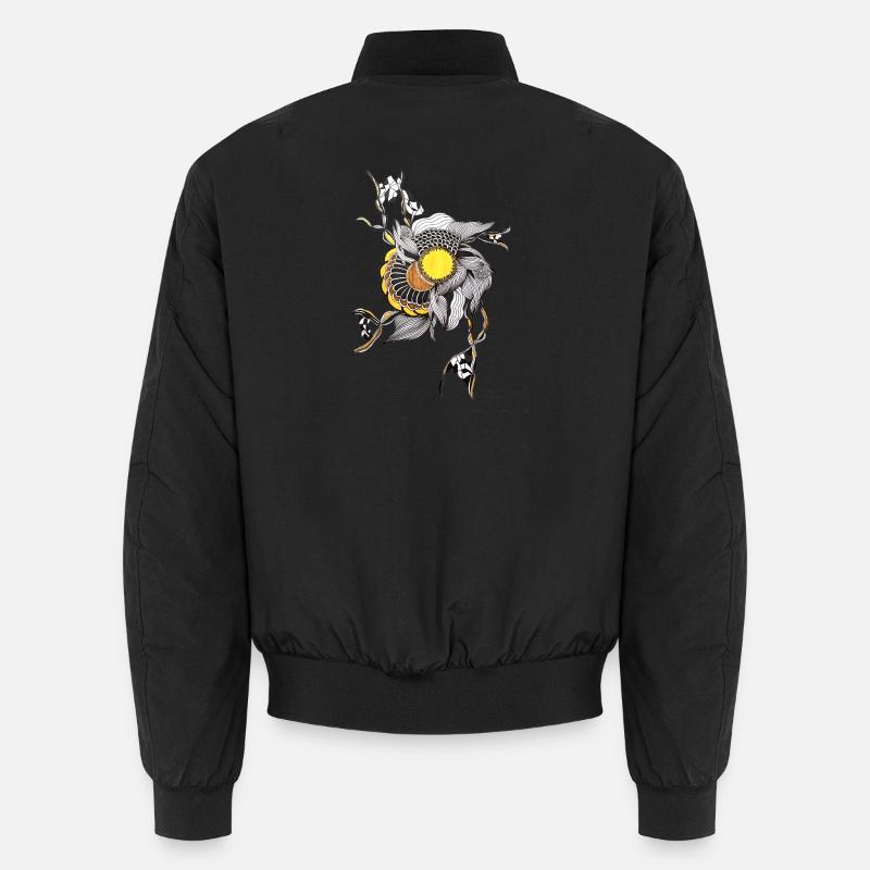 Fleur dessinée à la main Centre jaune Bomber unisexe