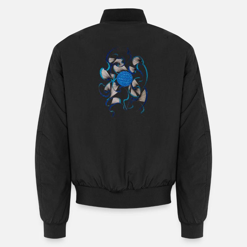 Blaues Wirbelblüten Muster Unisex Bomberjacke