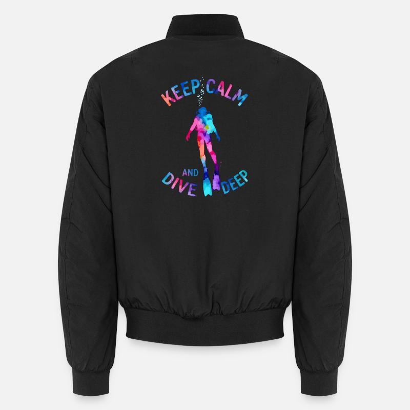 Keep Calm Dive Deep Colorful Diver Unisex Bomber Jacket