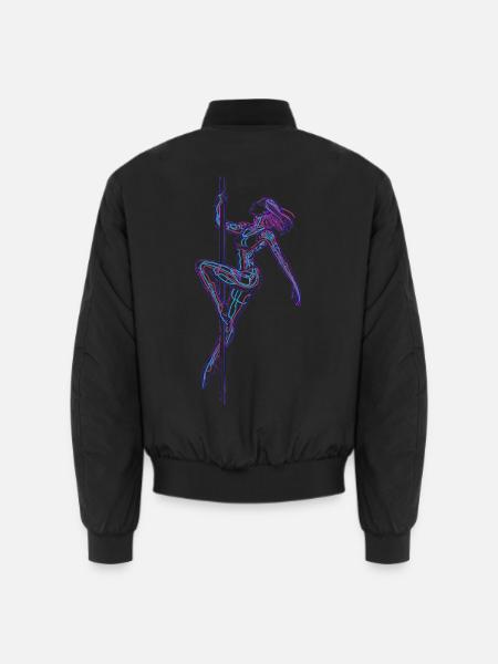 Line Art Woman Pole Dance Illustration Gift - Unisex Bomber Jacket - black