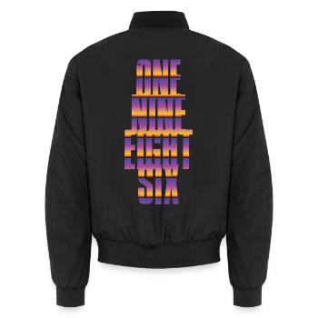 Vintage 1986 - Unisex Bomberjacke - Schwarz - Hinten - AI Model Male 185 light (185cm)