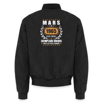 Original Mars 1965 Vintage Cadeau Anniversaire - Bomber unisexe - noir - Dos - AI Model Male 185 light (185cm)