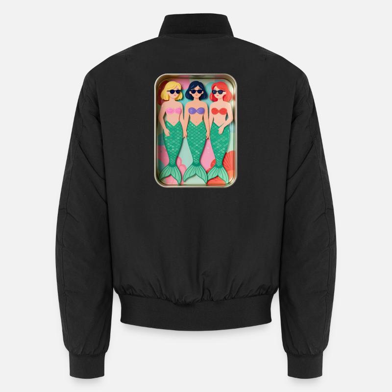 Three mermaids in a tin - Unisex Bomber Jacket - black