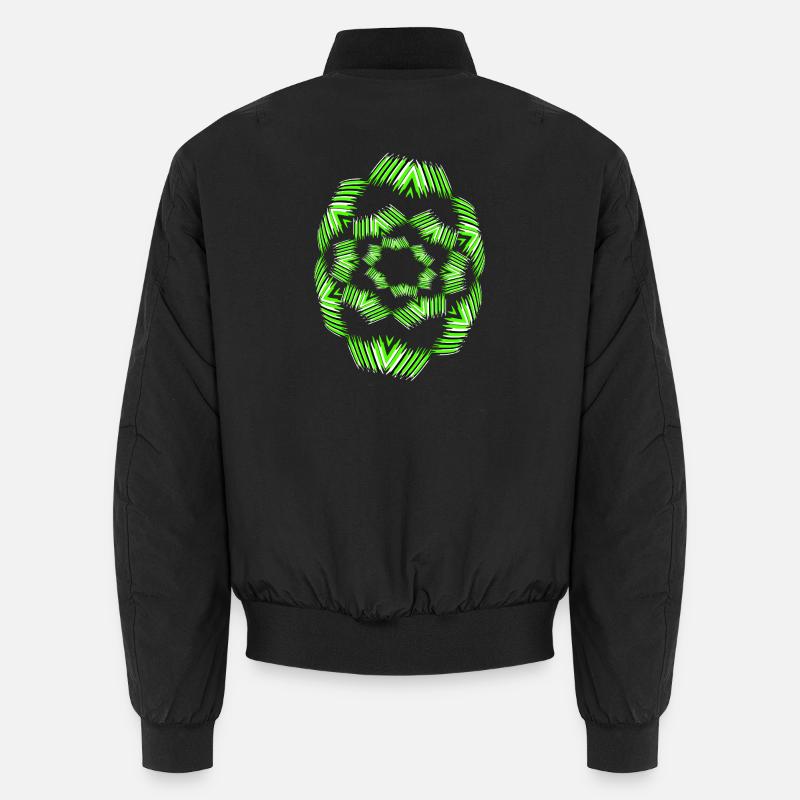 Neon Mandala Fan Pattern - Unisex Bomber Jacket - black